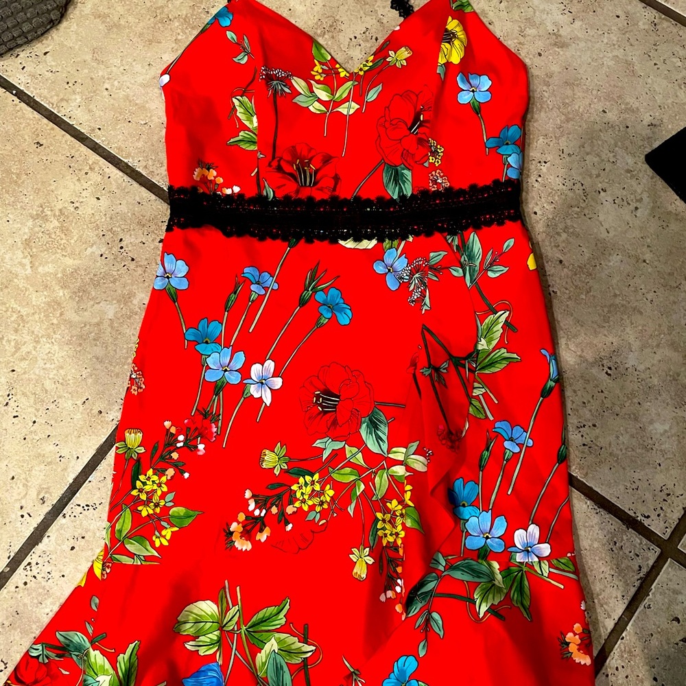 Alice + Olivia Red Floral Mini Dress